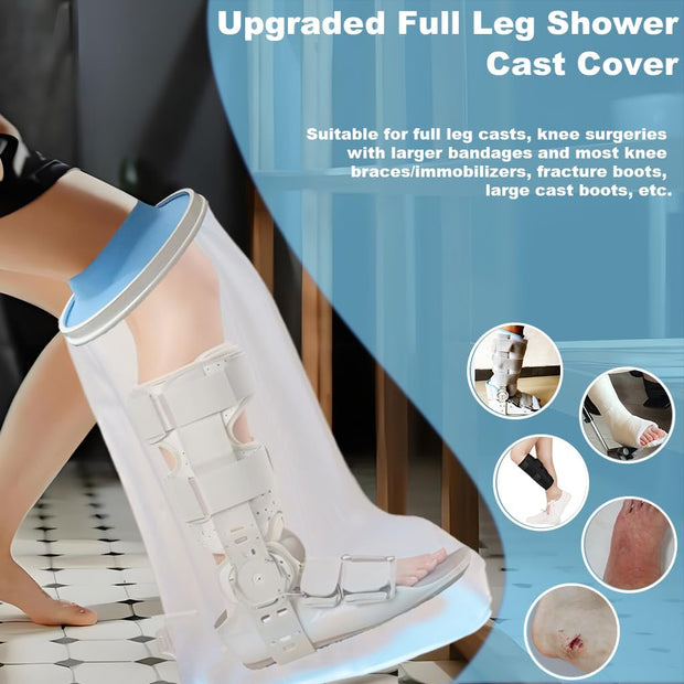 Non-Slip Waterproof Leg Cast Cover for Shower Adult, Cast Protector for Shower Leg Adult, Leg Cast Bag for Shower Foot Cover for Shower After Surgery Reusable(24.8 in. Long)