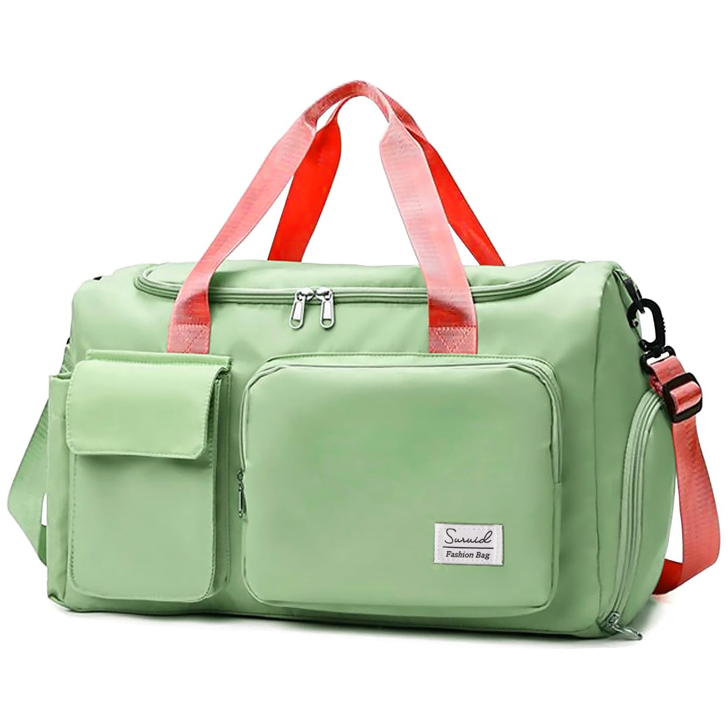 Travel Yoga Duffel Bag with Shoes Compartment Sports Gym Handbag with Dry Wet Separated Pocket for Training Men and Women, Overnight /Weekender Bag - Pink