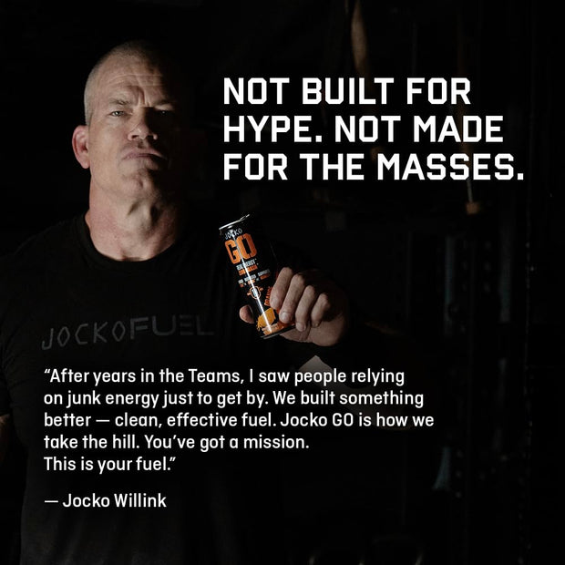 Jocko Fuel Blue Raspberry Energy Drink, 12 Pack, 0 Sugar, 95mg Caffeine, Supports Brain Health