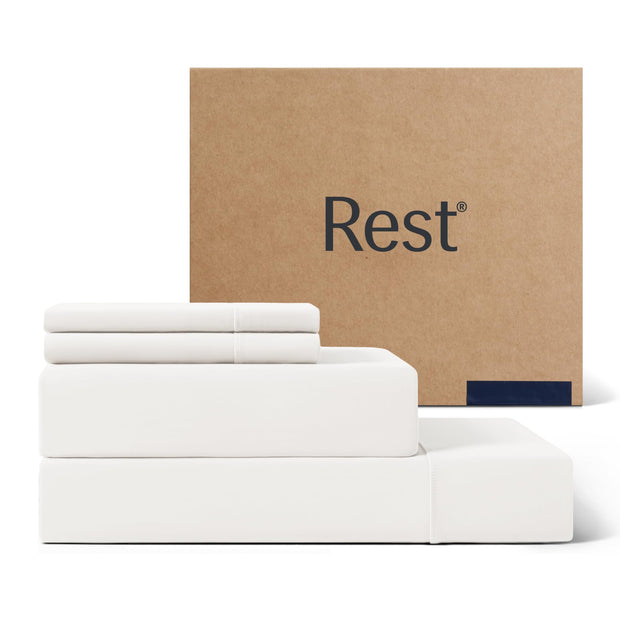 REST® Evercool®+ Cooling Sheet Set, King Size, Light Gray, Breathable Bed Sheets for Hot Sleeper and Night Sweats, with Pillowcases, with Ionic+ Self-Cleaning Silver Yarn for Sensitive Skin, 4PCS