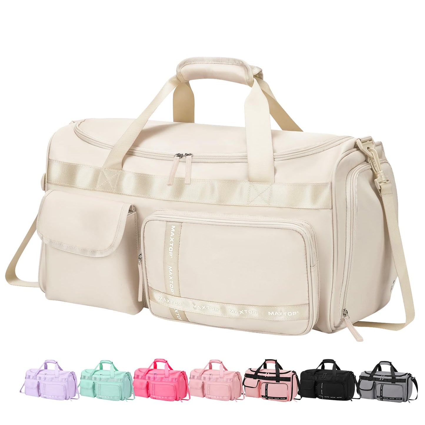 MAXTOP Gym Bag for Women Men Travel Duffle Bag Large Capacity Carry On Weekender Overnight Bag With Shoe Compartment Gym Tote Dry Wet Separation Duffel Bag for Travel