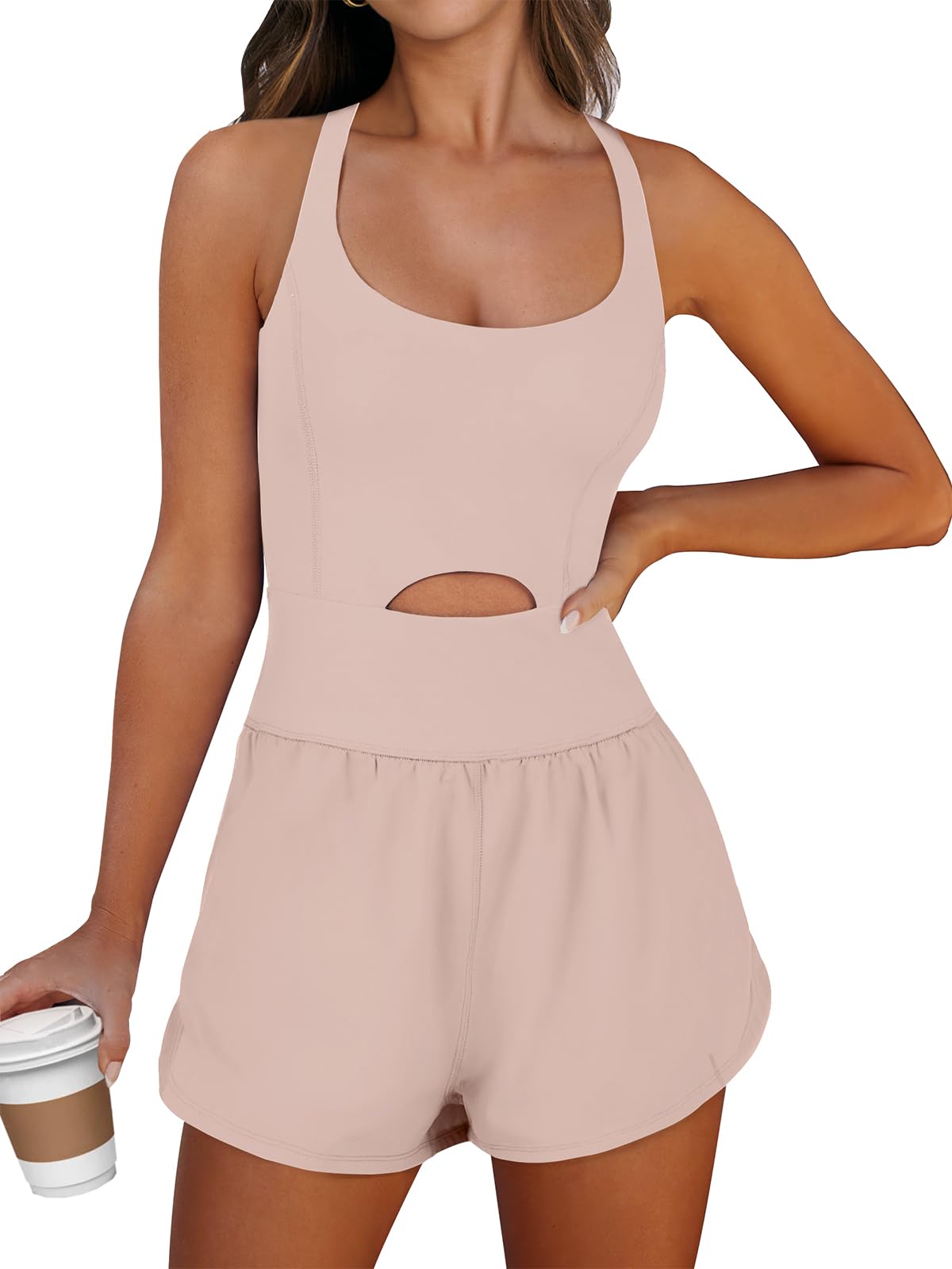 ANRABESS Women Rompers Running Exercise Workout Set One Piece Jumpsuits Gym Yoga Outfits 2025 Summer Active Wear Clothes