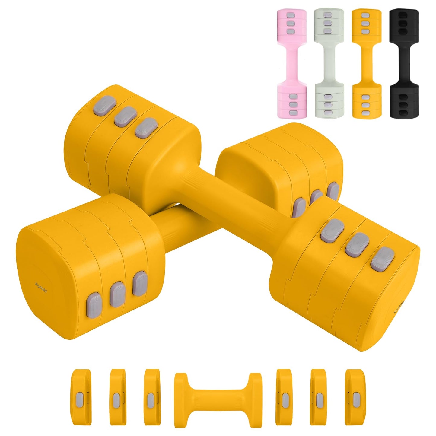Adjustable Dumbbell Set of 2, 4 in 1 Free Weights Dumbbells Set for Women with Fast Adjustment, Each 2lb 3lb 4lb 5lb Hand Weights Set for Home Gym & Outdoor Exercise Training