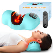 Wireless Heated Neck Stretcher, Cordless Neck Shoulder Cervical Traction Device with 3 Heating Levels, 3 Massager Modes, Timmer for Muscle Relax Hump Corrector