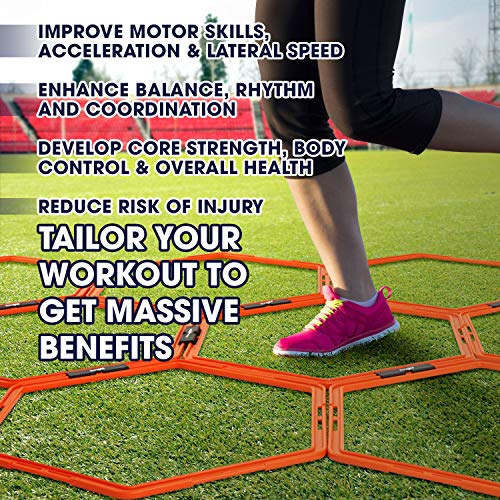 Yes4All Hex Agility Rings/Speed Rings with Carrying Bag – Hexagon Rings, Agility Hurdles for Agility Footwork Training