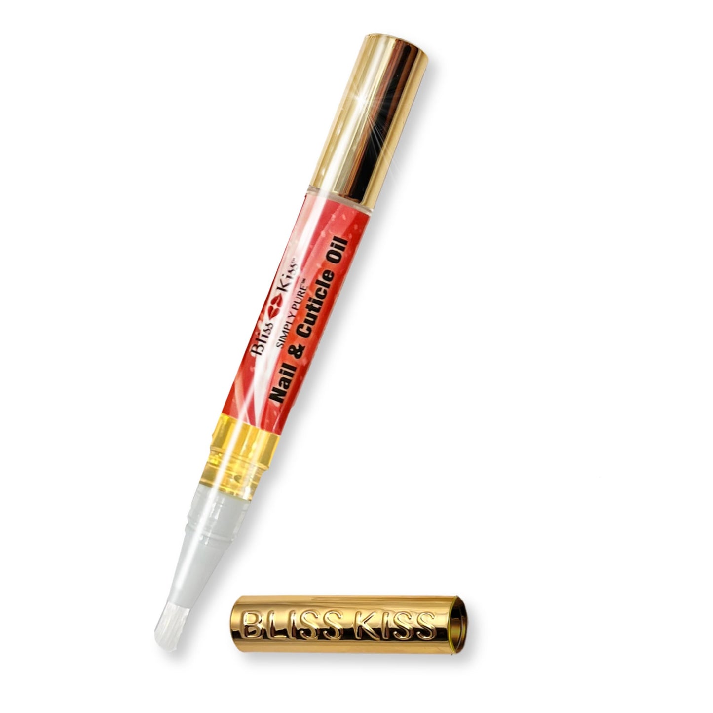 Bliss Kiss | 1 Vanilla Fragrance | Nail Oil Cuticle Pen w/Vitamin E & Jojoba⏤Nail Strengthener Nail Growth Serum for Brittle Peeling Breaking Thin Nails