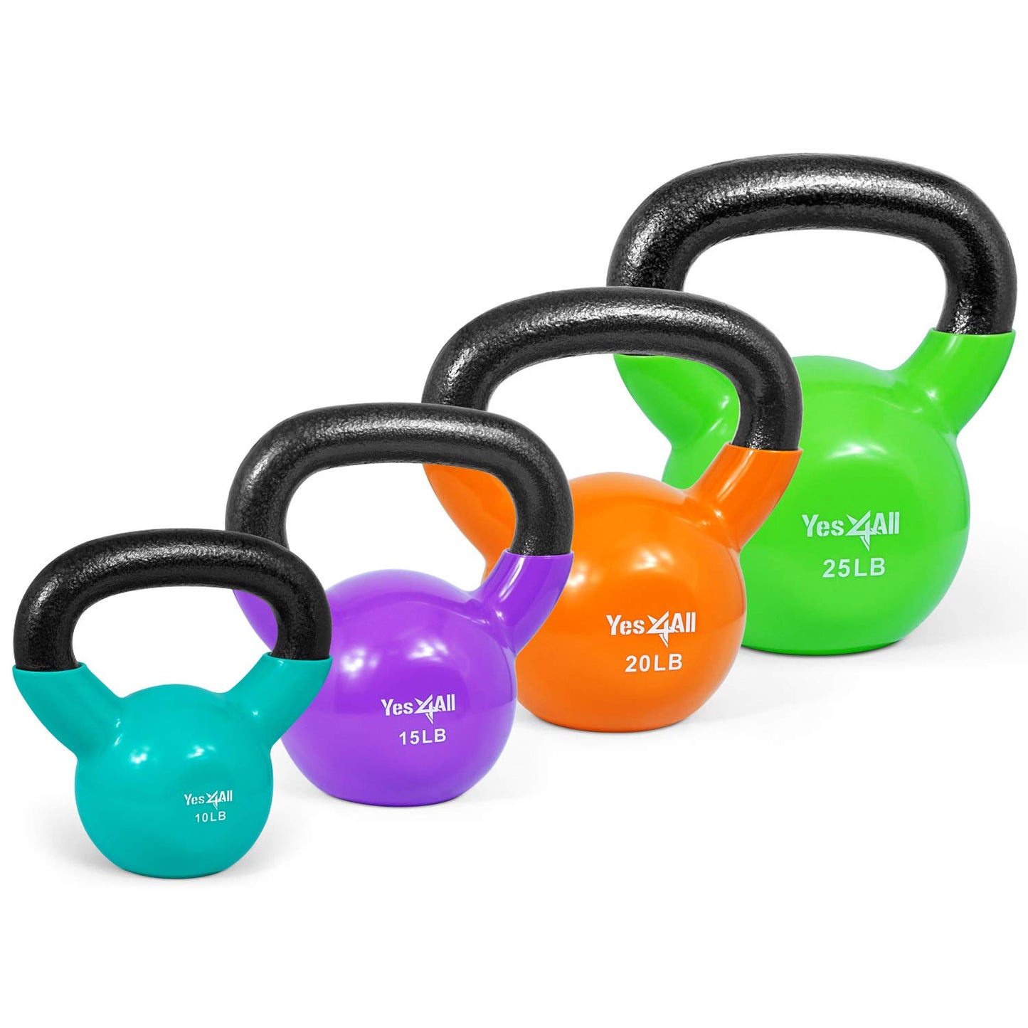 Yes4All Kettlebell Set Vinyl Coated Weights Combo for Full Body Workout Equipment Push up, Grip Strength Training, Dumbbell Weights Exercises