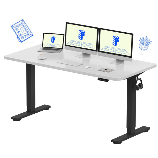 FLEXISPOT EN1 Whole-Piece Standing Desk, 48 x 24 Inches Height Adjustable Desk Stand up Desk Home Office Table for Computer Laptop (White Frame + Maple Desktop)