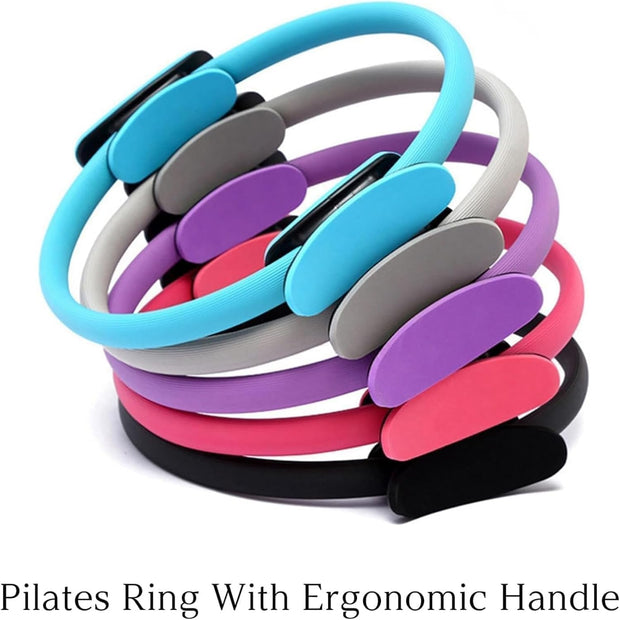 Pilates Ring Fitness Trainer, Pilates Ring Magic with Double Padded Handles, Pilates Ring Fitness Circle 14.96" Yoga Rings Magic Circle for Toning Arms