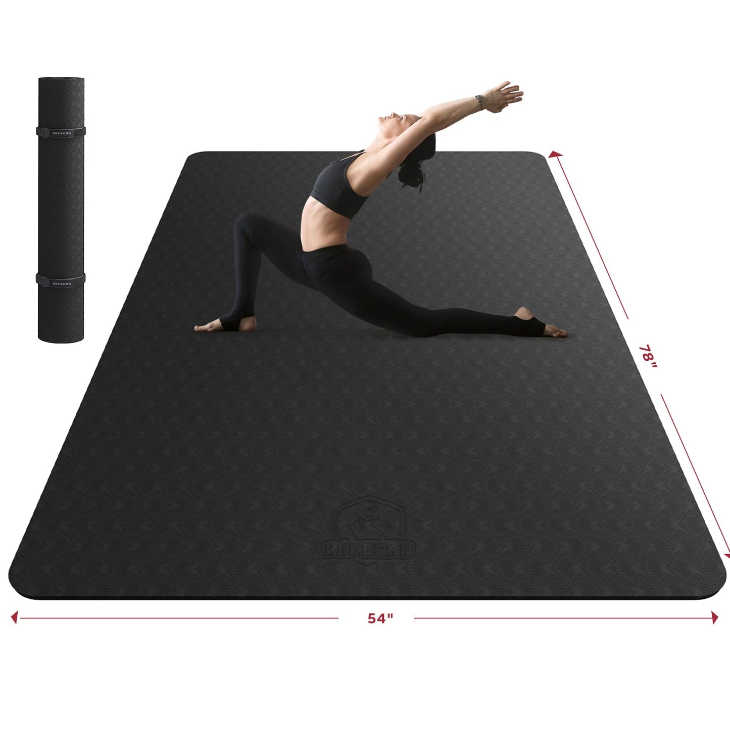 HAPBEAR Extra Large Yoga Mat - 72"x48"/78"x54", 1/4" & 1/3" Thick, Non-Slip, Durable, Eco-Friendly, Wide Exercise Mat for Home Workouts, Yoga, Pilates, Stretching, Meditation (Barefoot Exercise)