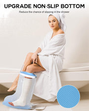Waterproof Extra Wide Full Leg Cast Cover for Shower with Non-Slip Bottom, Extra Large Watertight Leg Cast Protector for Thigh Foot Ankle Surgery Wounds, Knee Immobilizer/Brace, Walking Boots,Reusable