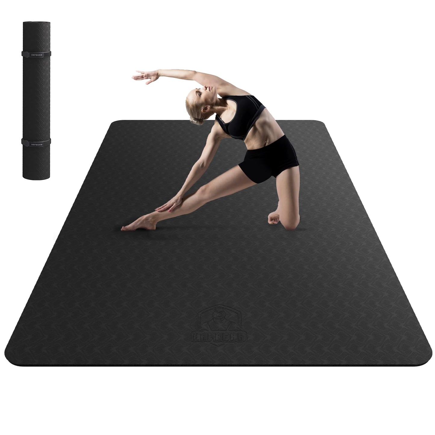 HAPBEAR Extra Large Yoga Mat - 72"x48"/78"x54", 1/4" & 1/3" Thick, Non-Slip, Durable, Eco-Friendly, Wide Exercise Mat for Home Workouts, Yoga, Pilates, Stretching, Meditation (Barefoot Exercise)