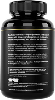 Prime Labs Creatine HCl Capsules - with CON-CRĒT®, Rhodiola Root Extract, & L-Theanine - Muscle Support, Endurance, Cognitive Function - for Men & Women - 60 Pills