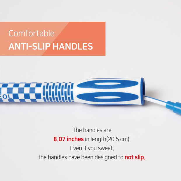 Skipping Jump Rope for Fitness Workout - Light Weight, Adjustable, Tangle Free, Excellent line control for Cardio Boxing, CrossFit, Training Exercise All Ages and Gender ( Special Luxury, KA-220, Made in Korea)