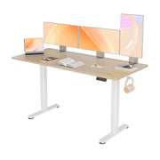 YDN Electric Standing Desk Adjustable Height, 40 x 24 Inches Stand up Desk with Cable Management, Home Office Desks with Splice Board & White Frame, White Top