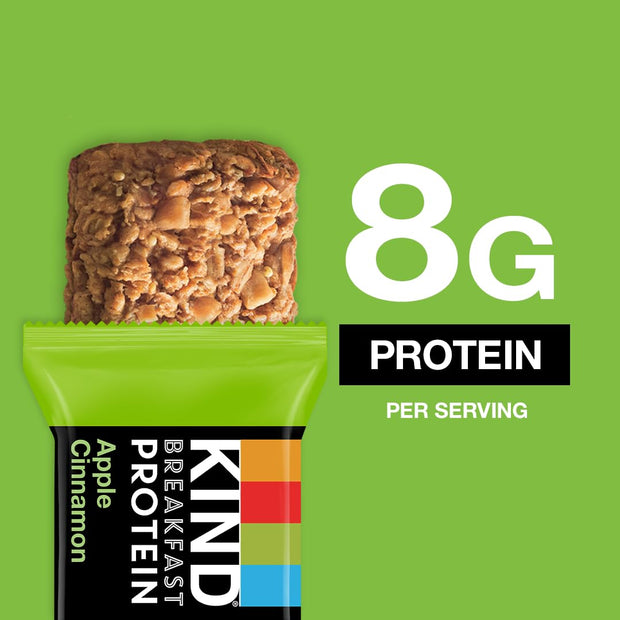 KIND Breakfast Protein, Healthy Snack Bar, Apple Cinnamon, Gluten Free Breakfast Bars, 8g Protein, 1.76OZ Packs, 12 Count