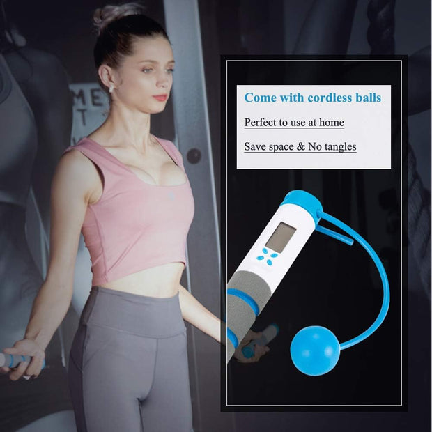 Jump Rope, Digital Weighted Handle Workout Jumping Rope with Calorie Counter for Training Fitness, Adjustable Exercise Speed Skipping Rope for Men, Women, Kids, Girls