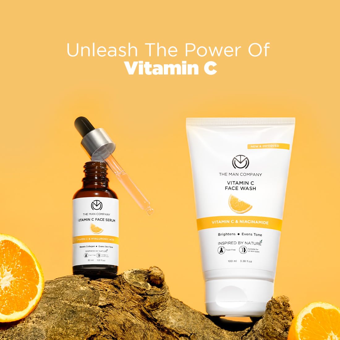 The Man Company 40% Vitamin C Face Serum With Hyaluronic Acid | Boosts Collagen | Glowing & Brightening Skin | Soft, Smooth & Supple | All Skin Types -30ml