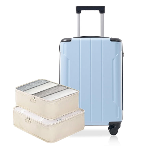 Merax Luggage Sets 3-Piece Hardshell with Spinner Wheels Lightweight Suitcase with Corner Guards (Green, 20/24/28)