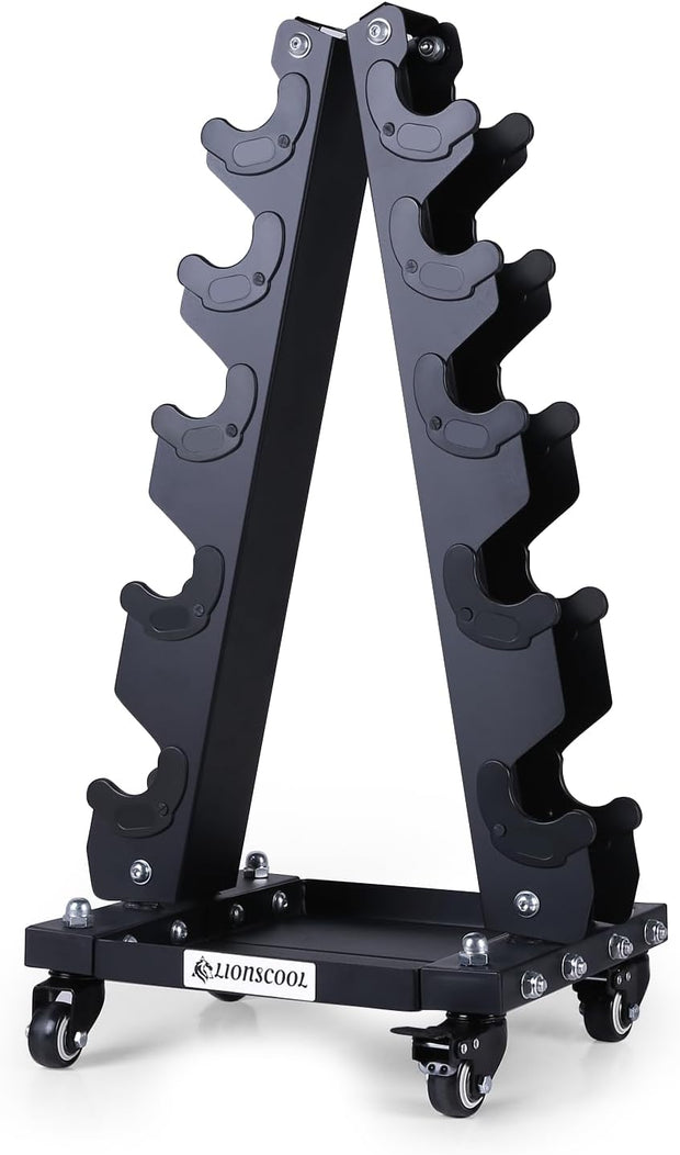 LIONSCOOL Premium Solid Steel Dumbbell Rack Stand Only, A-Frame Portable Weight Storage Organizer with Optional Tray and Wheels, Perfect for Home Gym Fitness Storage (200LBS/300LBS/700LBS Weight Capacity Available)