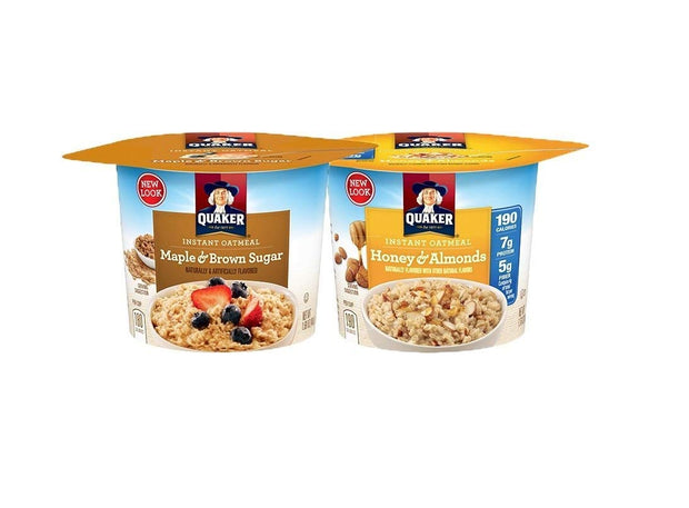 Quaker Instant Oatmeal Express Cups, Maple & Brown Sugar and Honey & Almond Variety Pack, 12 Count (Pack of 1)
