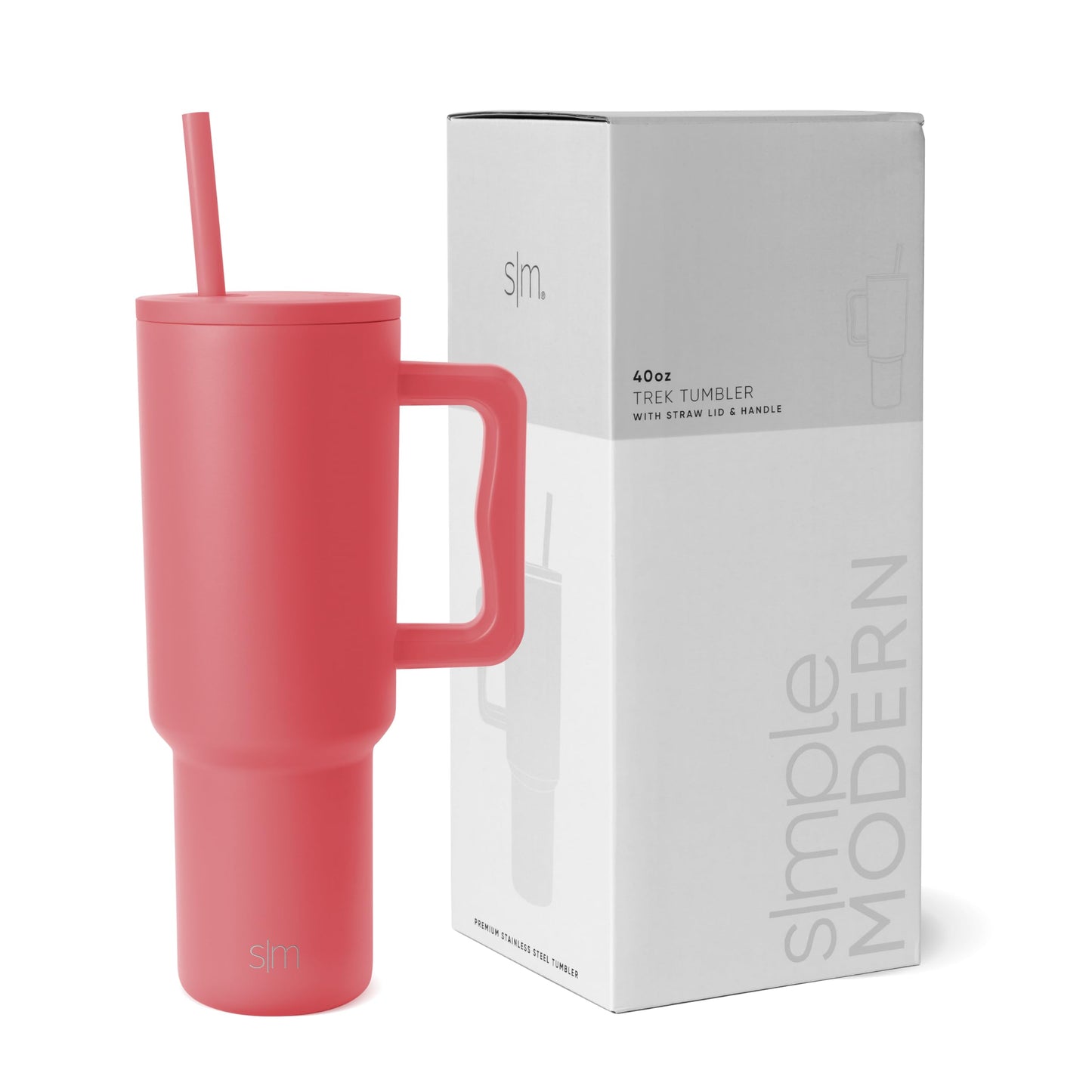 Simple Modern 40 oz Trek Tumbler with Handle and Straw Lid | Cup Holder Friendly Insulated Stainless Steel Travel Mug | Blue Dune