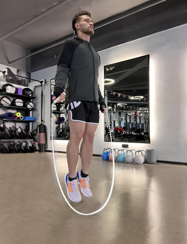 | White PVC Jump Ropes for Fitness 5MM | w/Unbreakable ABS Handles/Indoor/Outdoor Adjustable Speed Jump Rope | Skipping Rope for Men & Women & Boxing Jump Rope