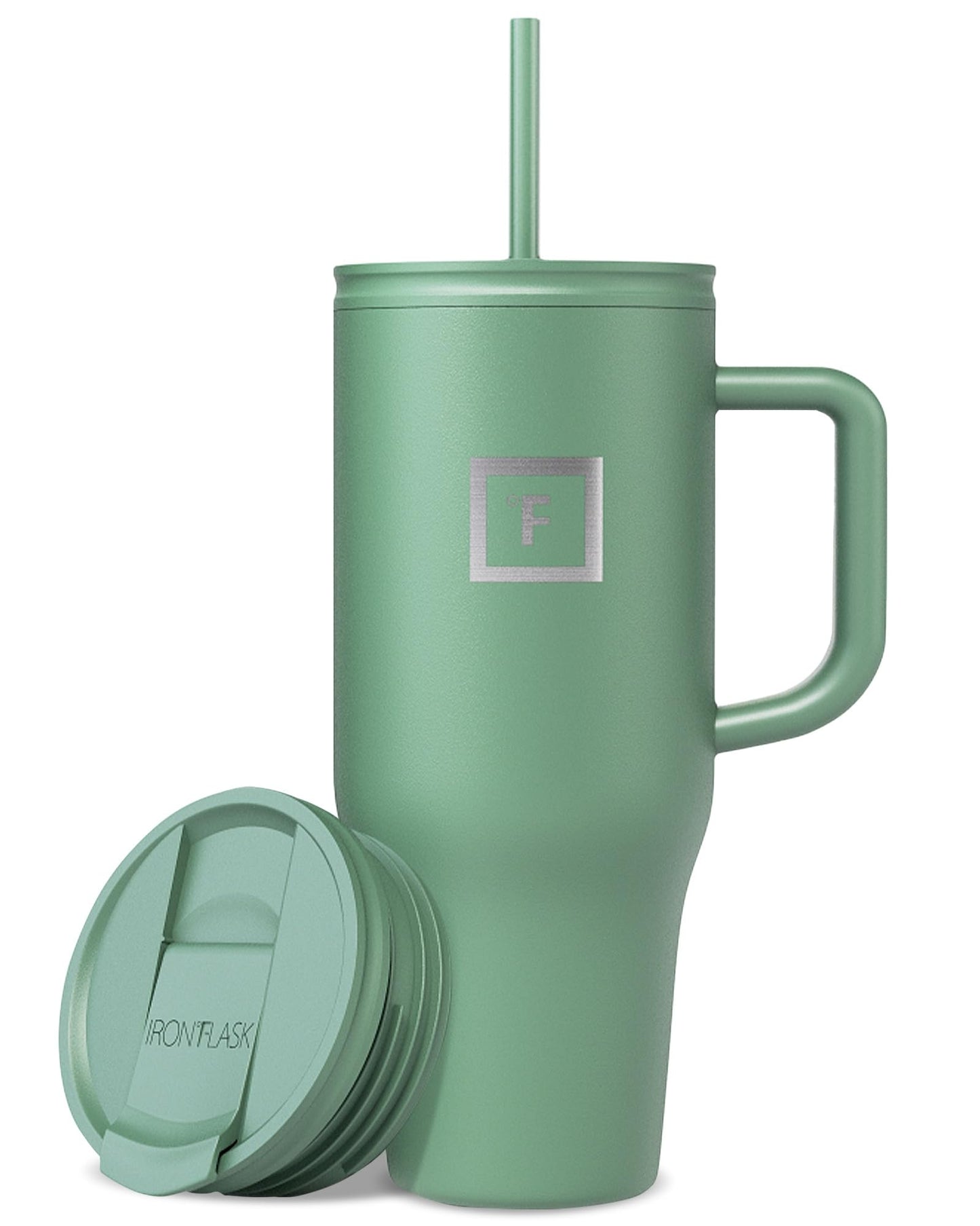 IRON °FLASK Co-Pilot Insulated Mug w/Straw & Flip Cap Lids - Cup Holder Bottle for Hot, Cold Drink - Leak-Proof - Water, Coffee Portable Travel Mug - Aurora, 32 Oz
