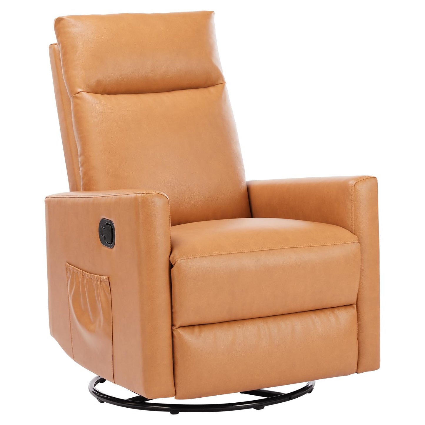 Recliner Chair for Living Room, Leather Home Theater Seating with Lumbar Support with Adjustable Backrest and Footrest, Modern Living Room Furniture with Padded Seat Backrest, Black