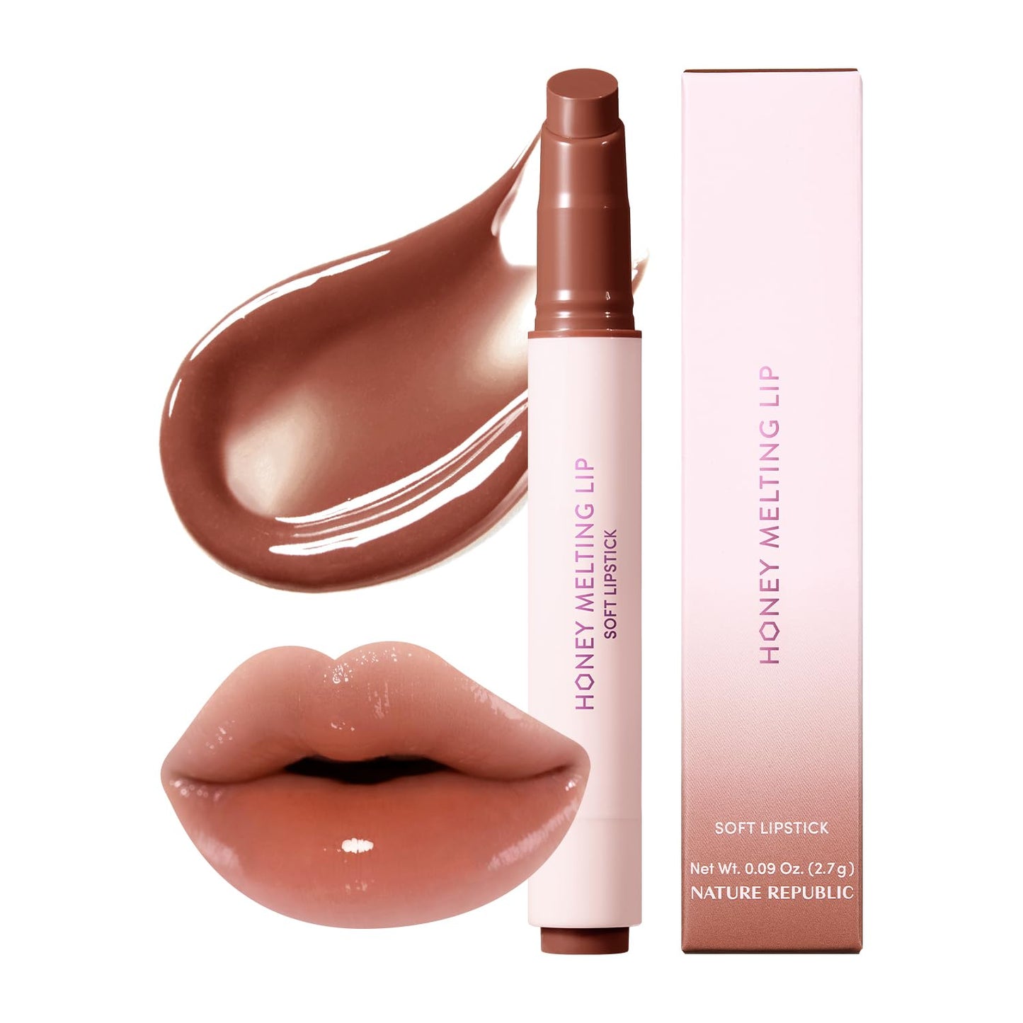 Nature Republic HONEY MELTING LIP PLUMPING (11 PINK) SOFT LIP STICK Tint & Plump Hydrating Gloss, Moisturizing balms, Volumizing formula & Sheer tint, Glowy Finish, korean make up