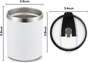 MEWAY 12oz/8 Pack Coffee Mug With Lid, Insulated Stainless Steel Reusable Coffee Cup, Double Wall Durable Coffee Mug, Powder Coate，For Coffee, Beer, Home, Office(MIX,8 Pack)