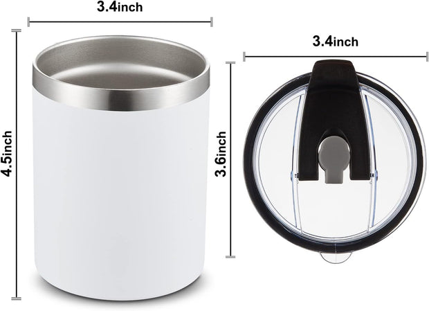 MEWAY 12oz/8 Pack Coffee Mug With Lid, Insulated Stainless Steel Reusable Coffee Cup, Double Wall Durable Coffee Mug, Powder Coate，For Coffee, Beer, Home, Office(MIX,8 Pack)