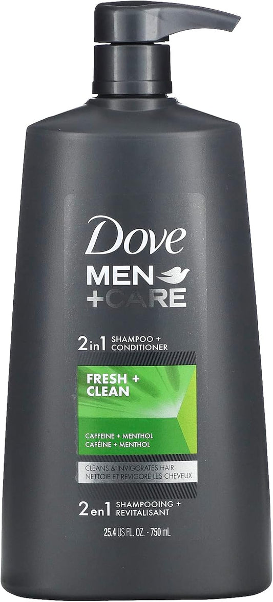 Dove Men+Care, 2 in 1 Shampoo + Conditioner, Fresh & Clean, 25.4 fl oz (750 ml)