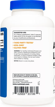 Nutricost Alpha Lipoic Acid 600mg Per Serving, 240 Capsules - Gluten Free, Vegetarian Capsules, Soy Free & Non-GMO
