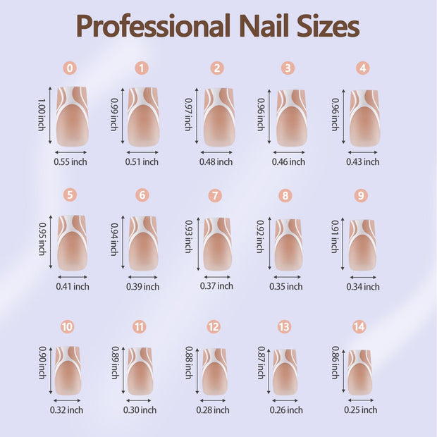 Misssix French Gel Nail Tips, 150Pcs French Tip Press on Nails Long Square Design, No Need to File Tips Pre-lasting, Fake Nails for Nail Art DIY 15 Sizes