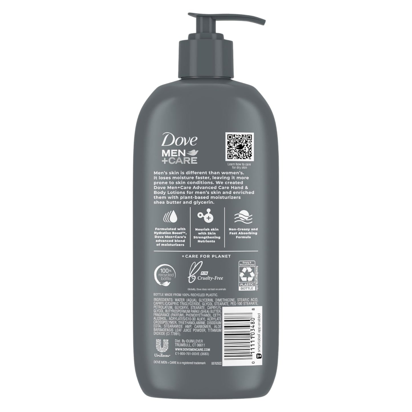 Dove Hand & Body Lotion, Men+Care Value Pack – Sensitive Skin Comfort Formula with Shea Butter & Aloe Vera, Calming Lotion for Dry Skin, 13.5 Fl Oz (Pack of 2)