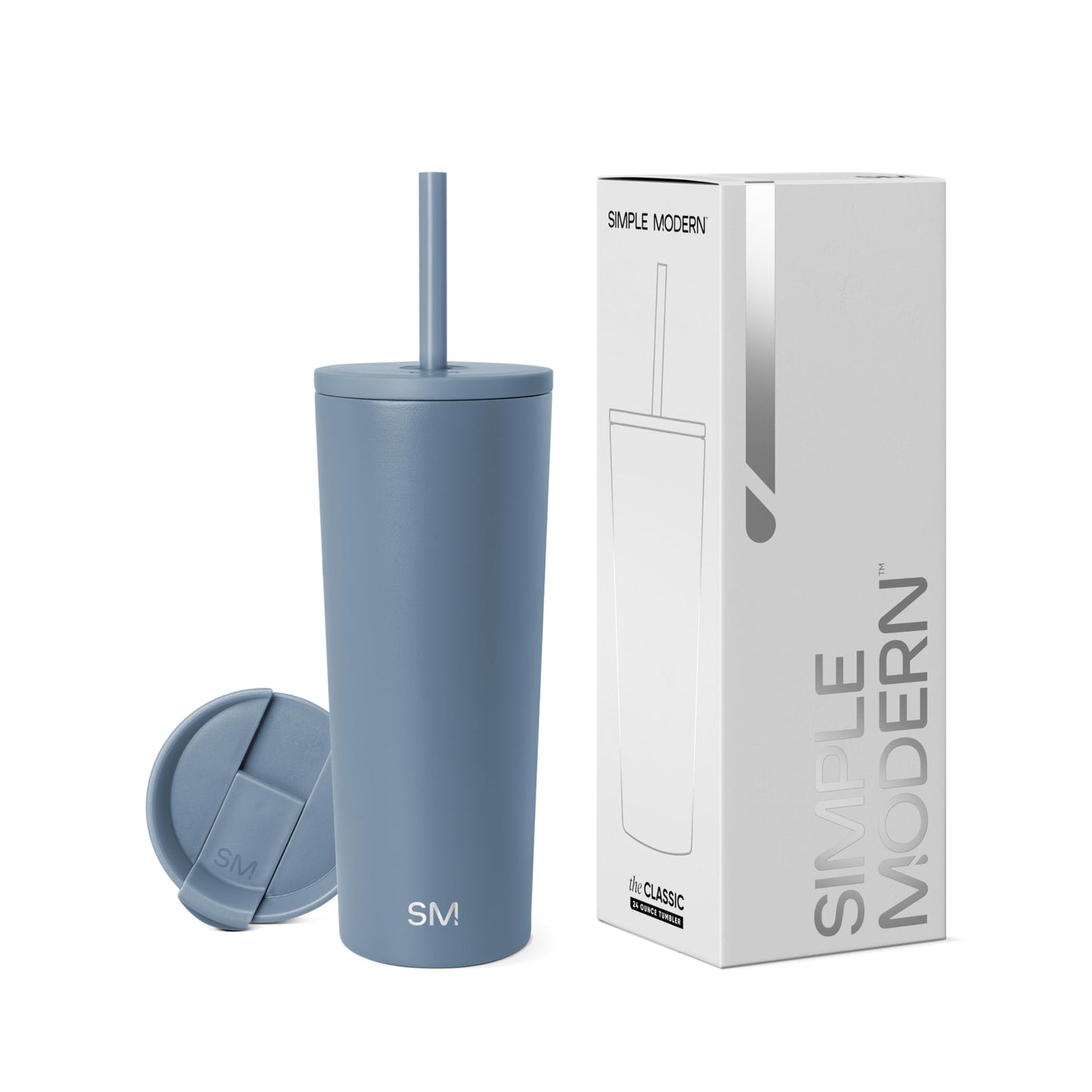 Simple Modern Insulated Tumbler with Lid and Straw | Iced Coffee Cup Reusable Stainless Steel Water Bottle Travel Mug | Gifts for Women Men Her Him | Classic Collection | 24oz | Midnight Black
