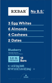 RXBAR Protein Bars, Protein Snack, Snack Bars, Blueberry, 22oz Box (12 Count)