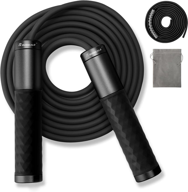 Weighted Jump Rope for Men, Women (1.5LB) - Alloy Steel Handles, Speed Skipping Rope, Gym,Indoor/Outdoor - Fitness, Workout, Boxing - Solid PVC & Cotton Rope