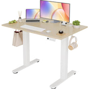 Seang Electric Standing Desk Adjustable Height, 40 x 24 Inch Sit Stand Desk with T-Shaped Frame, 3 Memory Presets & Cable Management for Home Office Computer Workstation, Black Frame/Black Top