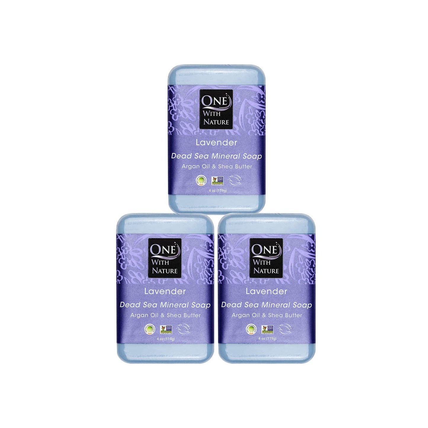 One With Nature Activated Charcoal Soap 4oz 6-Pack Gift Box – Detoxifying and Exfoliating Charcoal Soap Bar with Dead Sea Salt for Face & Body, for Men & Women