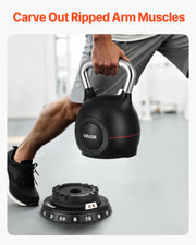 VEVOR Kettlebell, Adjustable Kettlebell with 7 Weight Levels, Die-Cast Aluminum and ABS Material, for Grip Strength Training, Full-body Workout & Cross-Training