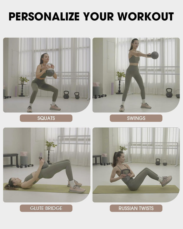 PAETA Soft Kettlebell for Home Fitness – Anti-Slip Grip & Wide Handle Design,Soft Kettlebell set, Gentle Floor-Friendly Impact – 10lbs, 15lbs, 20lbs, for Home Functional Training