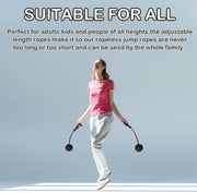 Jump Rope Ropeless Skipping Rope for Fitness Training Exercise, Adjustable Weighted Cordless Jump Rope for Men Women Kids