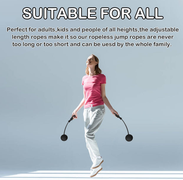 Jump Rope Ropeless Skipping Rope for Fitness Training Exercise, Adjustable Weighted Cordless Jump Rope for Men Women Kids