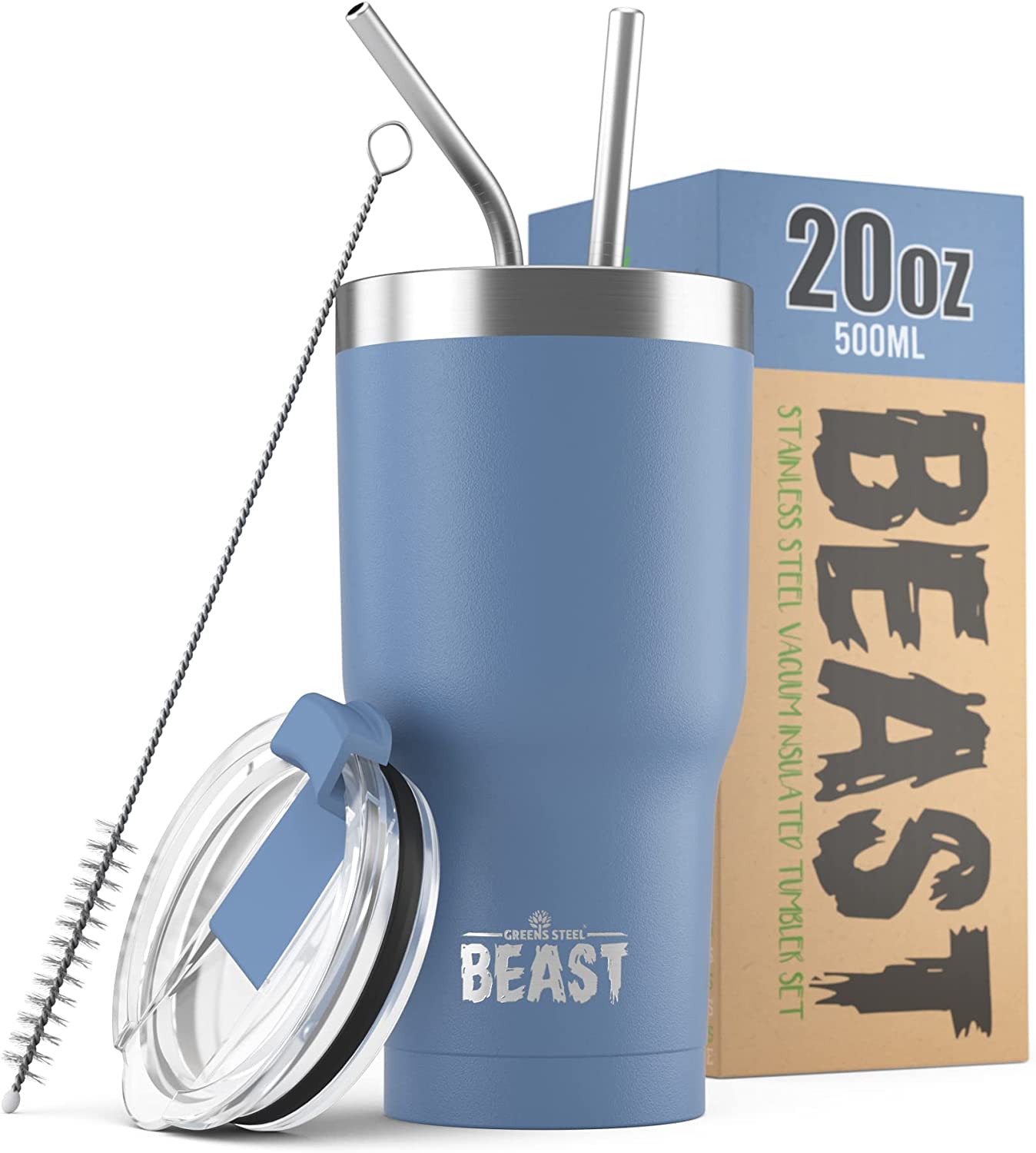 Beast 50 oz Tumbler Stainless Steel Vacuum Insulated Coffee Ice Cup Double Wall Travel Flask (Arctic White)