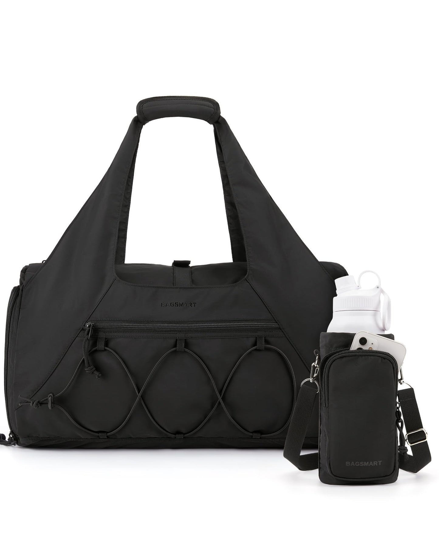 BAGSMART Gym Bag for Women, Lightweight Duffel with Shoe Compartment, Weekender with Wet Pocket, Workout Yoga Tote, Pin