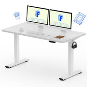 FLEXISPOT EN1 Whole-Piece Standing Desk, 48 x 24 Inches Height Adjustable Desk Stand up Desk Home Office Table for Computer Laptop (White Frame + Maple Desktop)