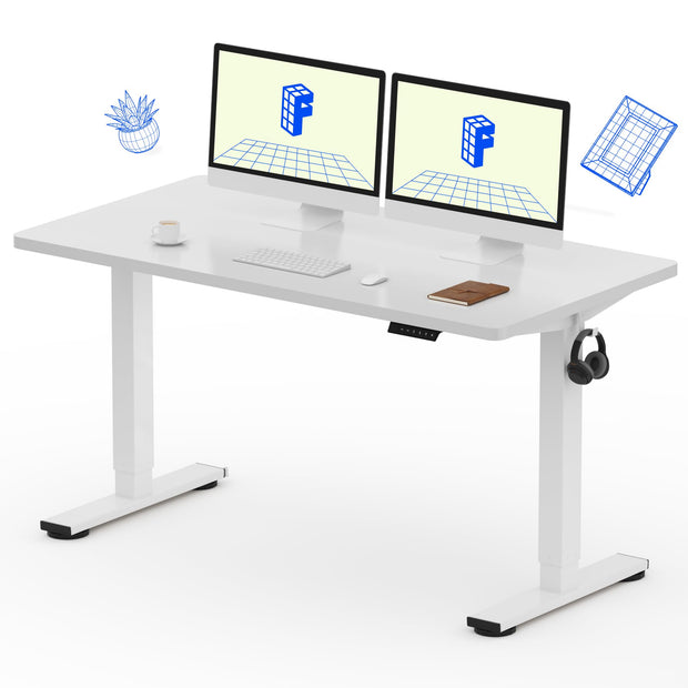 FLEXISPOT EN1 Whole-Piece Standing Desk, 48 x 24 Inches Height Adjustable Desk Stand up Desk Home Office Table for Computer Laptop (White Frame + Maple Desktop)