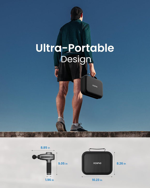 RENPHO Massage Gun Deep Tissue, Percussion Muscle Massage Gun for Athletes, Electric Handheld Massager Gun for Pain Relief Relax 6 Massage Head, 15 Speed (Black)